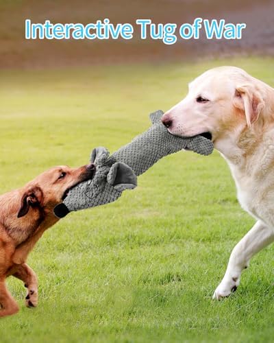 Dog Toys, Squeaky Plush No Stuffing Crinkle Dog Toy for Small Medium Large Dogs, Interactive Puppy Teething Water Bottle Dog Chew Toy (Mouse)