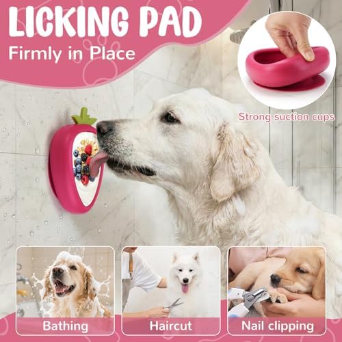 Freeze Dog Lick Bowl, Animire Non-Slip Slow Feeder Lick Mat for Dogs, Silicone Dog Enrichment Bowl for Distraction Anxiety Relief Boredom, BPA Free, Dishwasher Safe(Rose,L)