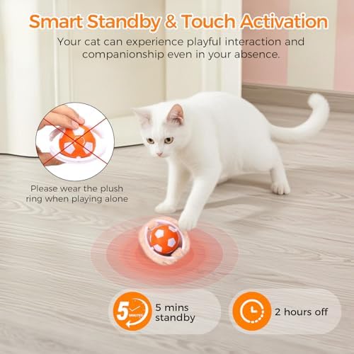 VIWIK Interactive Cat Toys for Indoor Cats, Hide and Seek Mouse Catching Game Cat Ball Toy, Automatic Motion Activated Kitten Toys, Low Noise Fast Rolling Ball in Play Mat for Bored Adult Cats