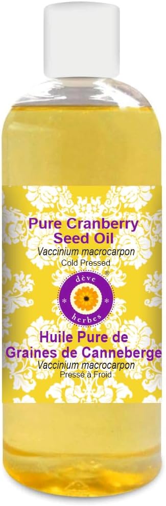Deve Herbes Pure Cranberry Seed Oil (Vaccinium macrocarpon) Cold Pressed 200ml (6.76 oz)