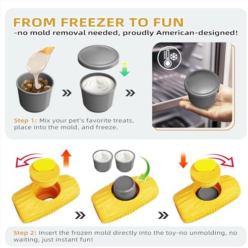Interactive Dog Toys for Aggressive Chewers, Indestructible Dog Toy to Keep Them Busy, Corn-Shaped Durable Chew Toys for Large Breeds, Frozen Treat Holder for Anxiety Relief & Dental Care