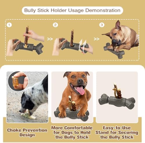Sedioso Bully Stick Holder for Dogs, Though Dog Toys for Aggressive Chewer, Sturdy Dog Chew Holder Safety Device to Prevent Choking, BPA-Free, Long-Lasting -Fits Various Bully Sticks