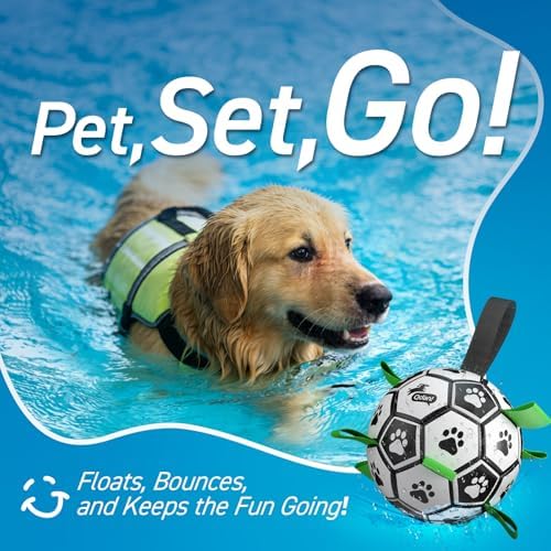 QDAN Dog Soccer Balls Toy with Bell Inside, Squeaky Ball for Large Dogs