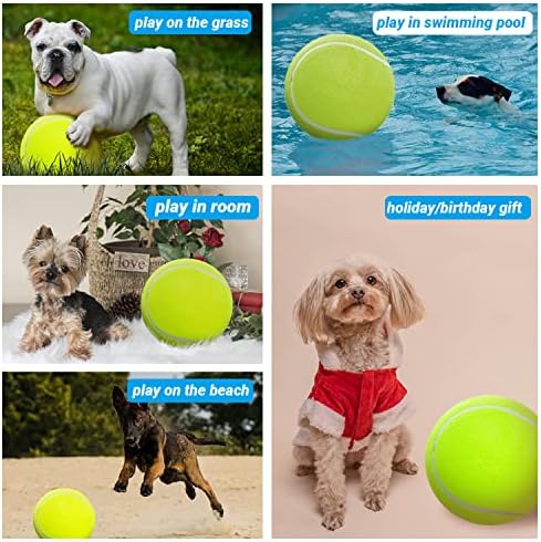 9.5" Large Dog Tennis Balls (2-Pack), Inflatable Toy with Pump