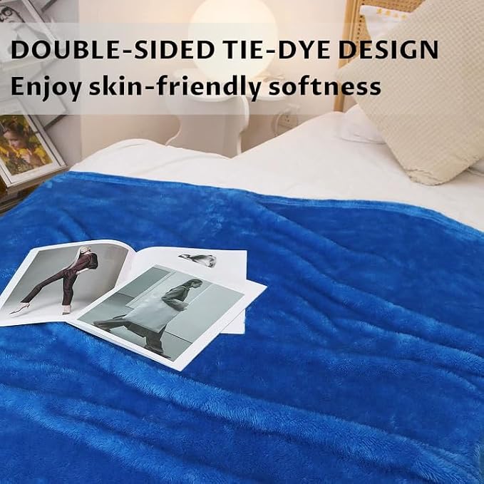 MUGD Royal Blue Throw Blanket for Couch - Soft Fleece Fuzzy Blue Blankets Women Girls Warm Blanket for Bed