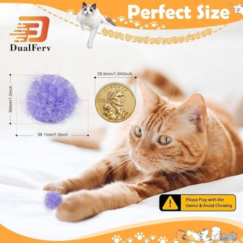 DF DUALFERV 30 Pcs Cat Pom Pom Balls, 1.5 Inch Multicolor