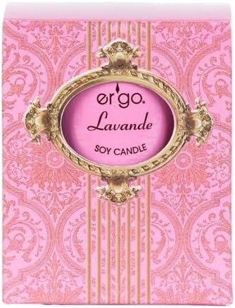 Ergo Soy Candle Hand Poured Natural Vegan Soy Wax - Luxuriously Scented Lavande 7 Ounce Candle