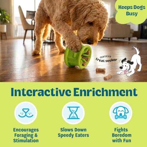 Flex-Force Interactive Treat Dispensing Puzzle Dog Toy for Enrichment, Holds Wet & Dry Food, Wobble Base, Lickable, Freezable & Dishwasher-Safe, Watermelon-Banana Scent, All Breeds, 4.3"
