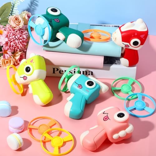 Arrowbash 45 Pcs Cat Fetch Toy Bulk, 5 Launchers with 40 Colorful Flight Propellers Cat Playing Tracking Interactive Toys for Kitten Adult Chasing Training Hunting