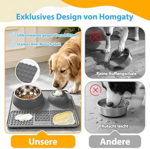 3-in-1 Dog Lick Bowl with Rolling Ball & Slow Feeder Mat & Basic Dog Food Bowl 50oz Stainless Steel, Anti-Slip Pet Licking Toy for Liquid Treats, Bone Broth Yogurt Anxiety Relief for Dog Cat