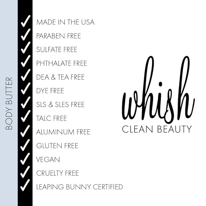 Whish Beauty Body Butter for Women - Moisturizing Body Lotion for Dry Skin - Antioxidant-Rich with Shea Butter, Aloe, & Raspberry Butter - Paraben & Sulfate Free - Pomegranate - 5 fl oz