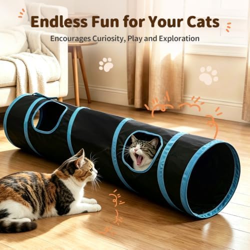 Cat Tunnel, Foldable Rainbow Polyester Interactive Play Toy for Rabbits