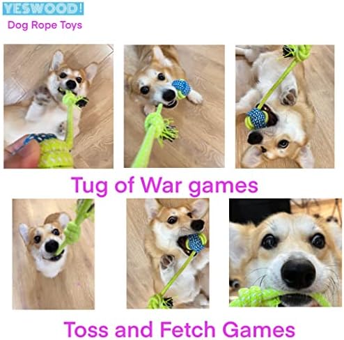 YESWOOD! Tug of War Dog Toy Small Breed,4-Pack Small Dog Rope Toy with Ball