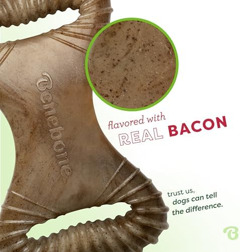 Benebone Dental Dog Chew Toy for Aggressive Chewers, Real Bacon, Large