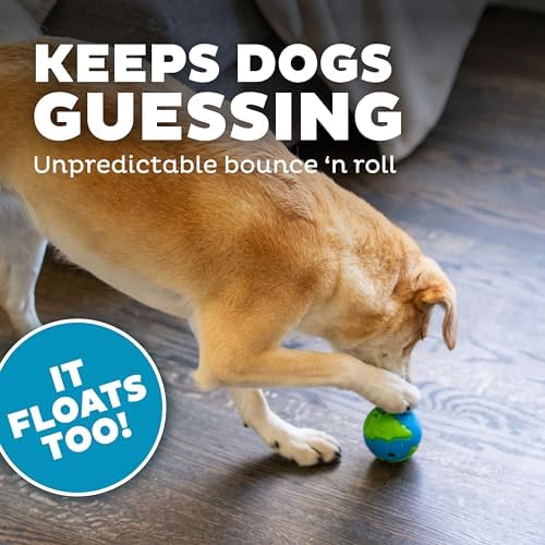 Outward Hound by Planet Dog Orbee-Tuff Planet Ball Blue/Green Treat-Dispensing Dog Toy, Small