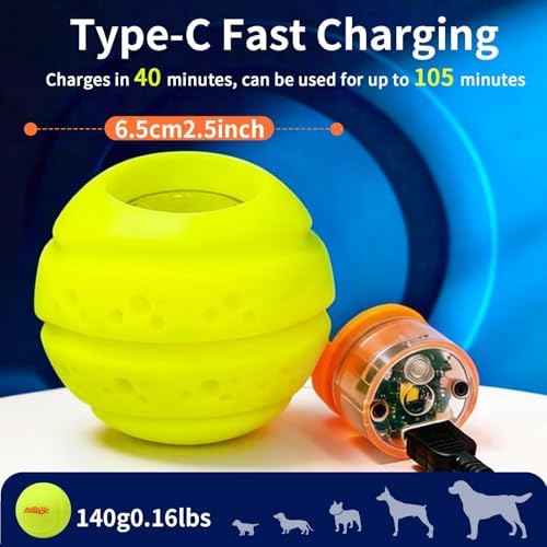 LaRoo 2026 New Version LED Dog Ball, USB Type-C Rechargeable Motion Activated Light Up Dog Ball, IP56 Waterproof Soft Silicone Interactive Glow Light Up Ball for Dog Night Outdoor Play, 2.5 Inch