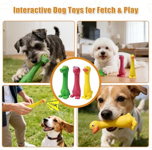 SCHITEC Latex Squeaky Dog Toys, Animal Toy Set for Small Puppies & Medium Breed Dogs, Interactive Puppy Play for Boredom Relief