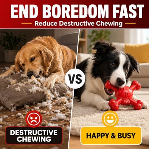 Dog Chew Toys for Aggressive Chewers, Durable Nylon Tough Chew Toy for Small & Medium Dogs, Bacon Flavor Skull Dog Toy to Keep Dogs Busy Indoors, Helps Reduce Boredom