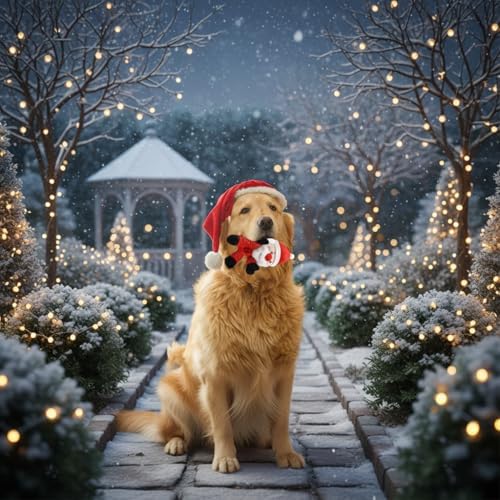 Durable Christmas Santa Dog Toy with Plush Head & Textured Rubber Chew Body | Squeaky Holiday Pet Gift (Santa Claus)