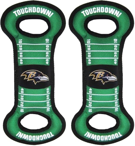 Pets First NFL Football Field Dog Toy with Squeaker. - Baltimore Ravens - for Tug, Toss, & Fetch. - Tough & Durable Pet Toy (Pack of 2)