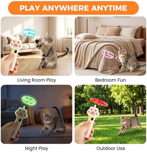 Cat Fetch Toy Launcher, Rechargeable Flying Disc Launcher with 10 Discs, Interactive Toy for Indoor and Outdoor Play(White)