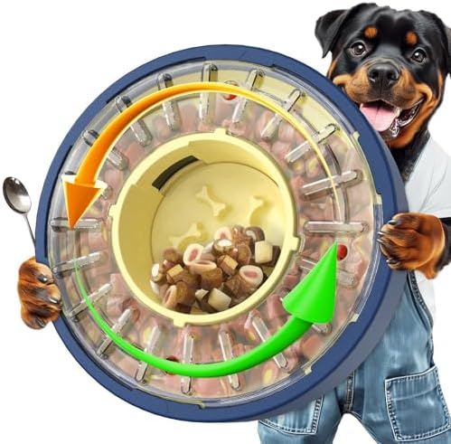 KADTC Adjustable 5-60 Min Slow Feeder Dog Bowl & Puzzle Feeder Anti-Gulping | 4-Cup Spinning Food Dispenser Turns Daily Meals Into Energy-Burning Enrichment, Eases Boredom, Builds Calmer Mealtime Rhythms