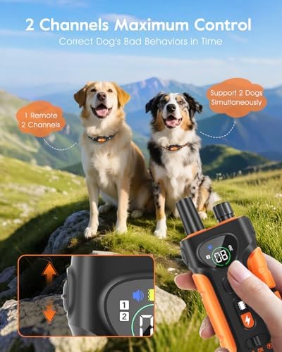 SLOPEHILL Dog Shock Collar 2 Dogs (8-140Lbs),4200FT Dog Training Collar | IP68 Waterproof e Collar with Beep,Vibration,Safe Shock,Flash Light,No Shock Model,Shock Collar for Dogs with Remote,Orange