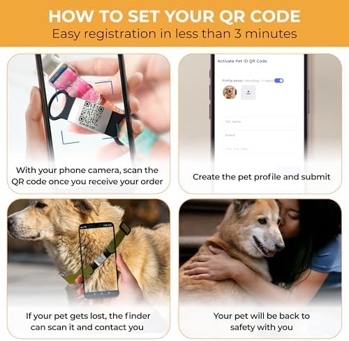 Smart Slide-On QR Code Pet Tag – Silent Dog & Cat ID Tag with Laser Engraving – Stainless Steel & Silicone – No App Needed – Custom Pet Profile – Fits Most Collars (Light Pink, Large)