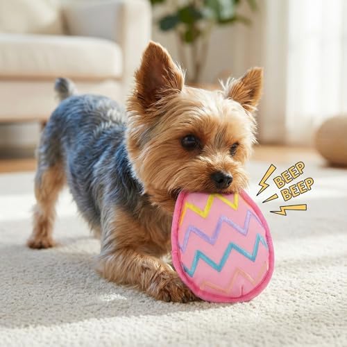 Easter Dog Squeak Toys Easter Egg Interactive Stuffed Puppy Teething Toys Durable Canvas Chew Toys for Small Medium Dogs Tough Dog Gifts for Boredom (Egg)
