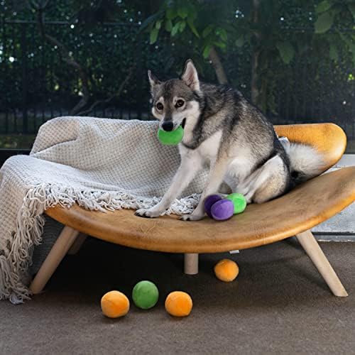 Midlee Squeaky and Crinkley 3 1/2" Plush Dog Balls, Set of 8