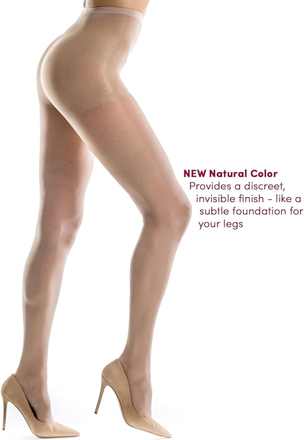Silkies Women's Control Top Pantyhose with Run Resistant, Light Support Legs (2 Pair Pack)