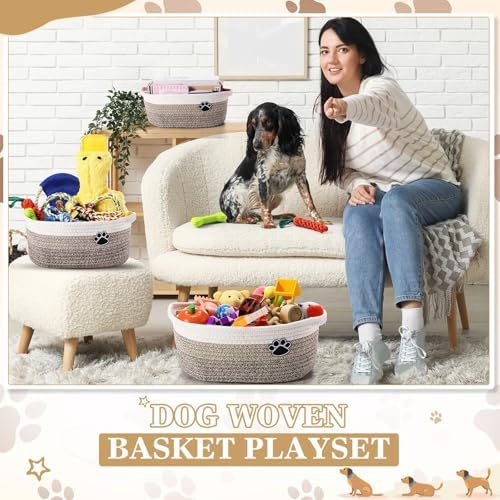 Zopeal Dog Toy Gift Basket Set for Puppy Birthday, Khaki