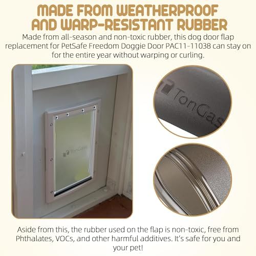 TonGass PAC11-11038 Medium Dog Door Flap Replacement | 8"x12.44" Pet Door Replacement Flap with Magnetic Closure for PetSafe Freedom Dog & Cat Door, Weather-Proof & Warp-Resistant
