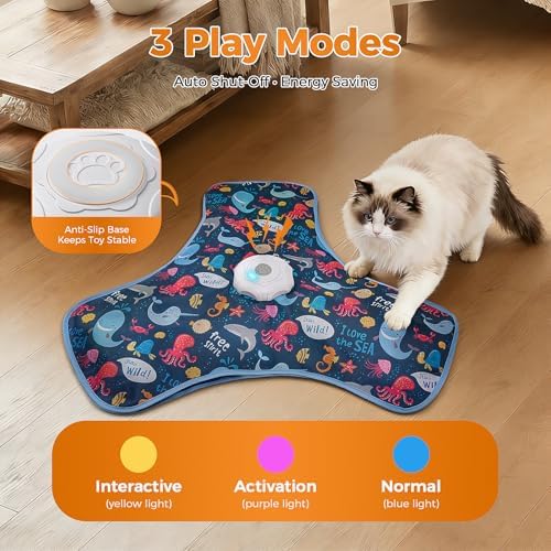 Interactive Cat Toy, Cat Toys Interactive with Touch Activation, Interactive Cat Toys for Indoor Cats with Moving Feather & Mouse Sounds, Cat Toys for Bored Indoor Adult Cats