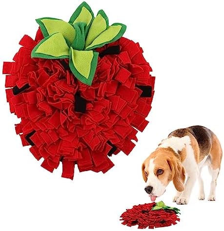 NINEFOX Snuffle Mat for Dogs, Pet Feeding Mats Puppy Sniffing Pad, Strawberry Shaped Snuffle Mat, Cat Doggies Interactive Toys for Multiple Breeds Training and Stress Release (Strawberry)