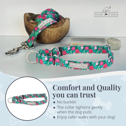 Lucky Love Dog Martingale Collar for Large Dogs No Slip Cute – Penny, Large
