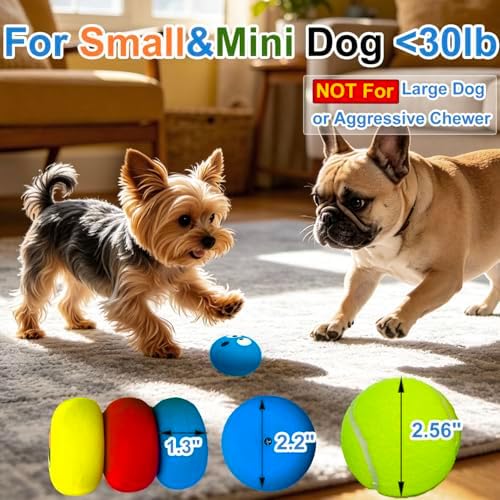 Latex Squeaky Dog Toys for Small Dogs & Mini Breeds, 2.2" Flat Ball