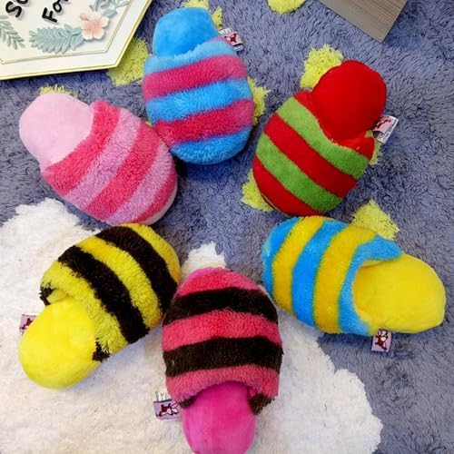Blue Cute Pet Puppy Dog Cat Slipper Shape Plush Slipper Sound Pet Toy Pet Dog Chew Toys Squeak Plush Toys Shape Tooth Cleaning Chew Play Toy Supplies Squeak