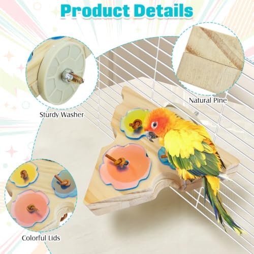 PINVNBY Wooden Bird Foraging Toy Interactive Parrots Foraging Toys Training Chewing Parakeet Toy Triangle Parakeets Enrichment Toys Bird Cage Accessories for Budgies Cockatiels