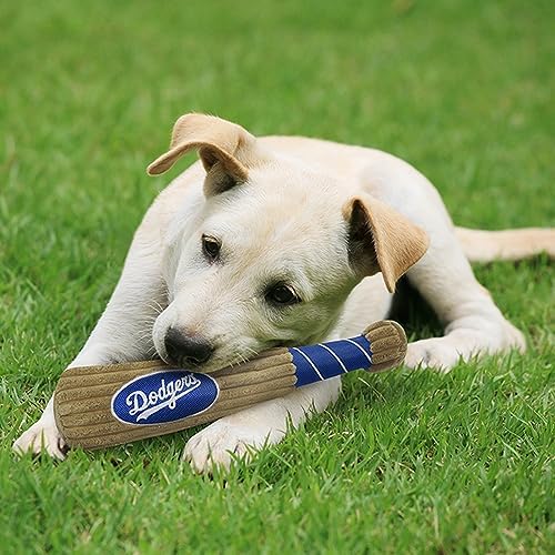 MLB Los Angeles Dodgers Baseball Bat Toy for DOGS & CATS. Soft Corduroy Plush Dog Toy with Inner SQUEAKER, MLB Chew Toys for Dogs or Cats. Durable Fun Interactive Dog Toy with Team Names and Logo