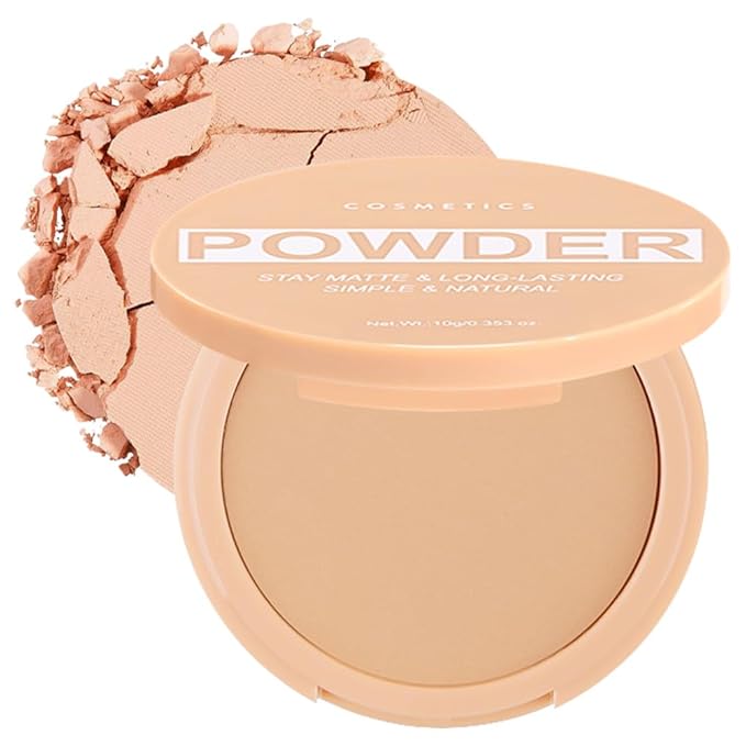 Pressed Matte Face Powder Makeup & Setting Powder for Poreless Wrinkle Blurring Contour Concealer Finishing,Lightweight,High Coverage,Shine Control, Brown-Matte