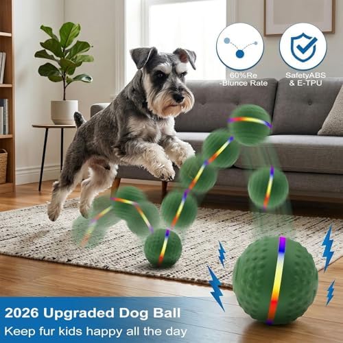 Smart Interactive Dog Toy,Smart Moving Bouncing Dogs Ball with RGB Lights, Automatic Moving, Bouncing, and Rotating,E-TPU Durable & Waterproof,for Small Medium Dogs Keep Them Busy