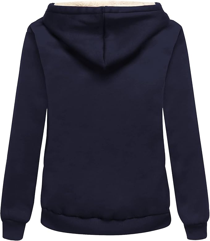 Little Beauty Womens Zip Up Hoodies Winter Thick Fleece Lined Hooded Jacket Casual Cozy Warm Sweatshirt Coat