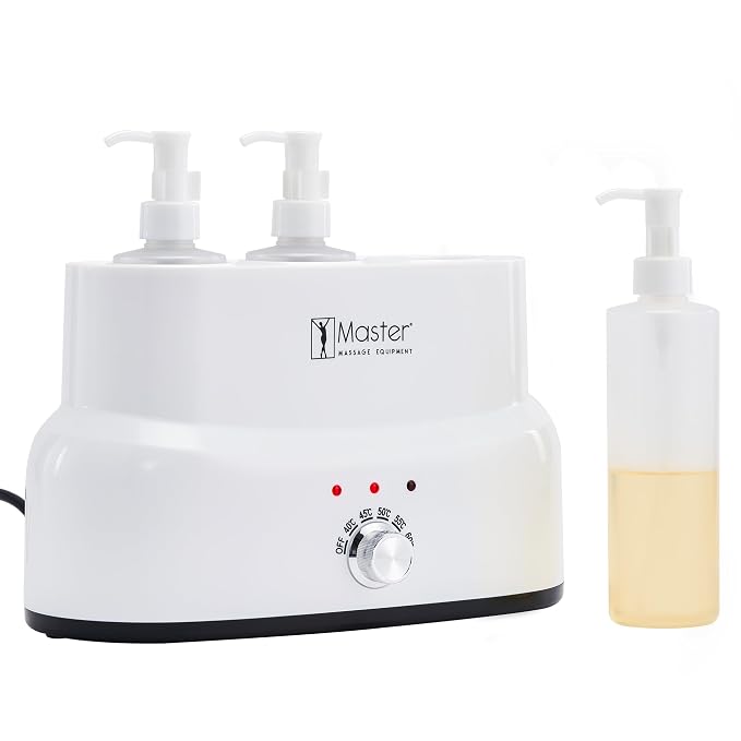 Master Massage 3-Bottles Massage Oil, Lotion, Cream Warmer Heater with Empty Bottles- Massage Cream Heating Device- Salon SPA Massage Body Therapy, White