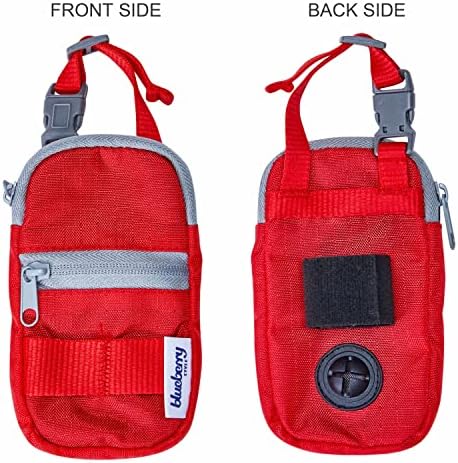 Blueberry Style Red Dog Waste Bag Dispenser, Dog Poop Bag Holder Leash Attachment, Includes 1 Roll of Free Poop Bags