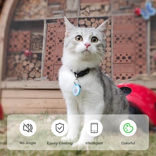 Pet ID Tag-3pcs QR Code Tag Small Personalized Name Plate with Online Profile,Cat Tag Scan QR Receive Instant Pet Location Alert Email,No Subscription or fees(Black & Blue & Pink)