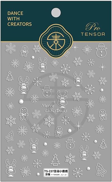 Christmas Nail Stickers for Nail Art, 5D Embossed Self-Adhesive Snowflake Nail Decals, Nail Supplies Nail Art Design Accessories for Women and Girls Manicure DIY Decoration