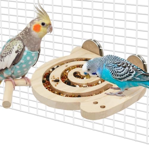 Bird Foraging Toys with Perch, for Novice/Older/Slow-Learning Birds
