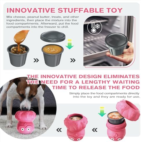 OYR 3-in-1 Dog Frozen Treat Ball, Large Size, No-Transfer Fill & Freeze Lick Cup, Treat Dispenser & Tough Chew Toy, Long-Lasting Enrichment Toy for Dogs Pink