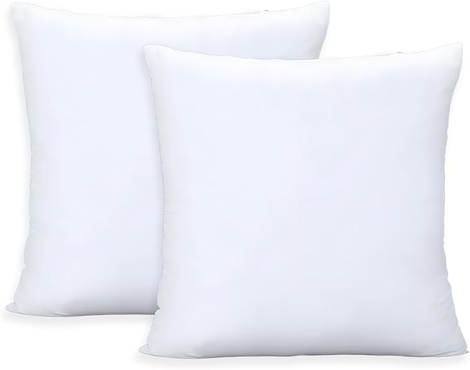 Throw Pillows Insert Set of 2, White 14x14 in Pillow Inserts with 100% Cotton Cover,Bed and Couch Decorative Stuffer Pillows,Indoor Pillows for Sofa